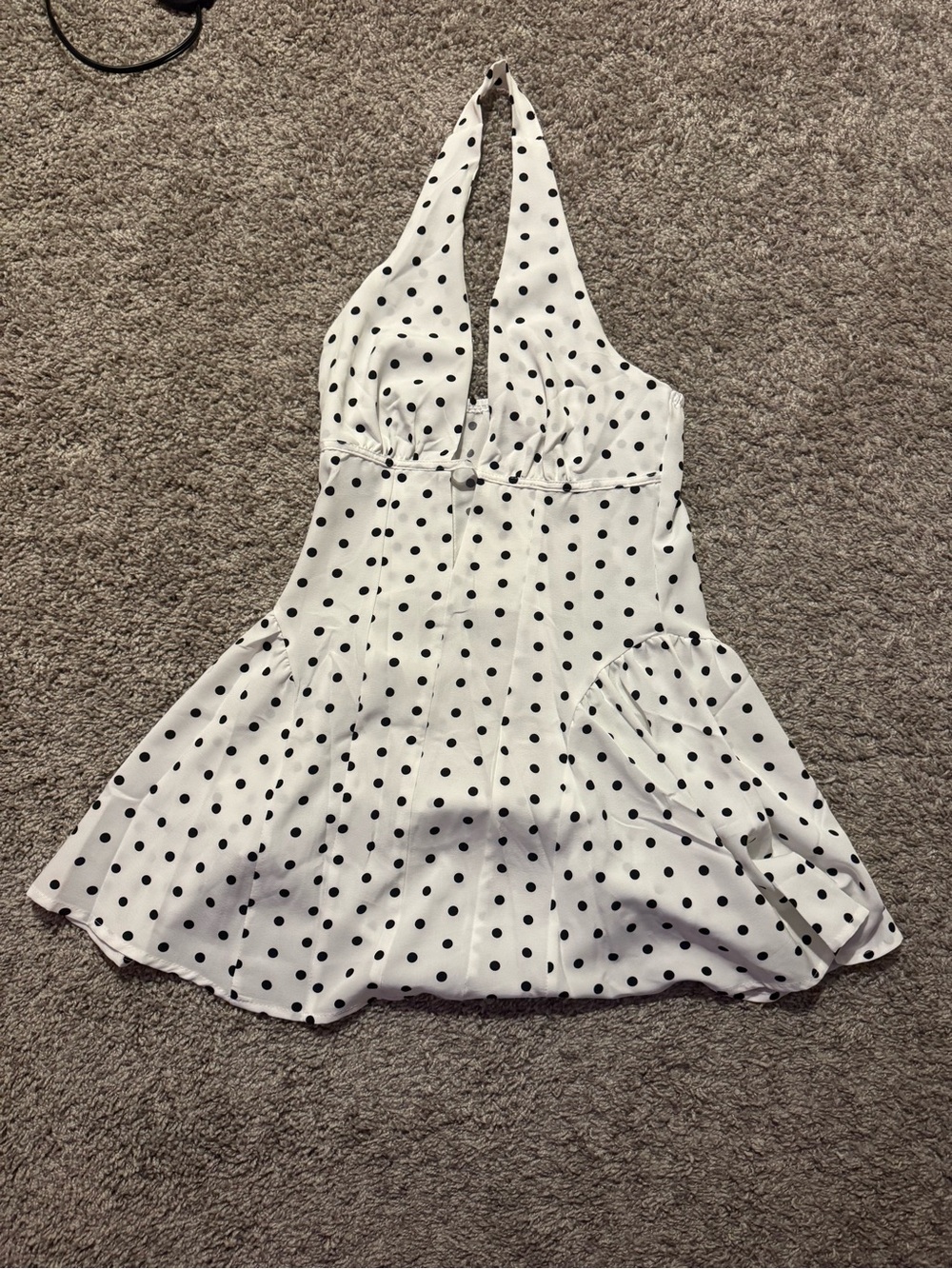 Polka Dot White Halter Mini Dress